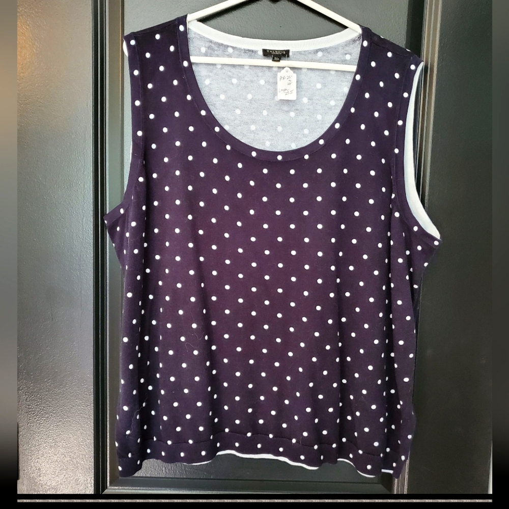 Talbots Navy Polkadot Lightweight Sweater Tank Women's Size 3x